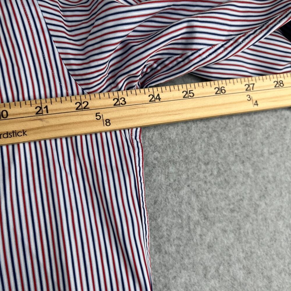 Thomas Pink Shirt 16 Red White Blue Striped French Cuff Button Up Long Sleeve - Picture 6 of 10